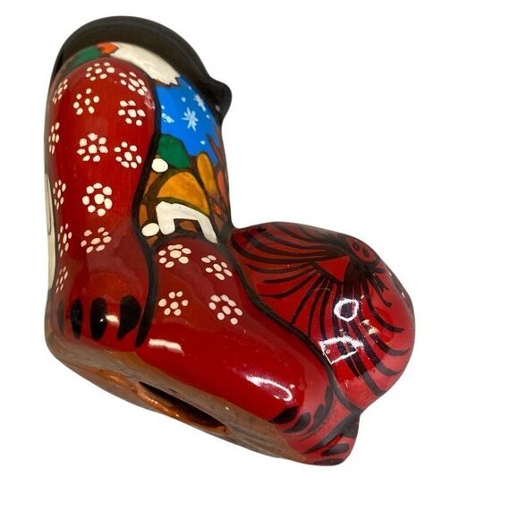 Crouching Mexican Folk Art Red Clay Tonala Cat Whimsical Hand Painted - Picture 2 of 8